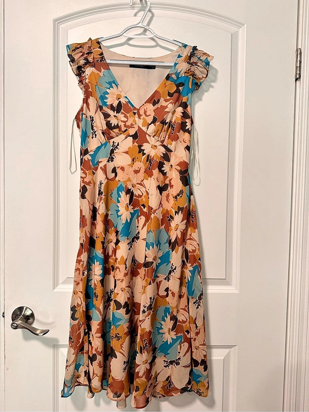 Ralph Lauren Floral Georgette Flutter-Sleeve Mid length
